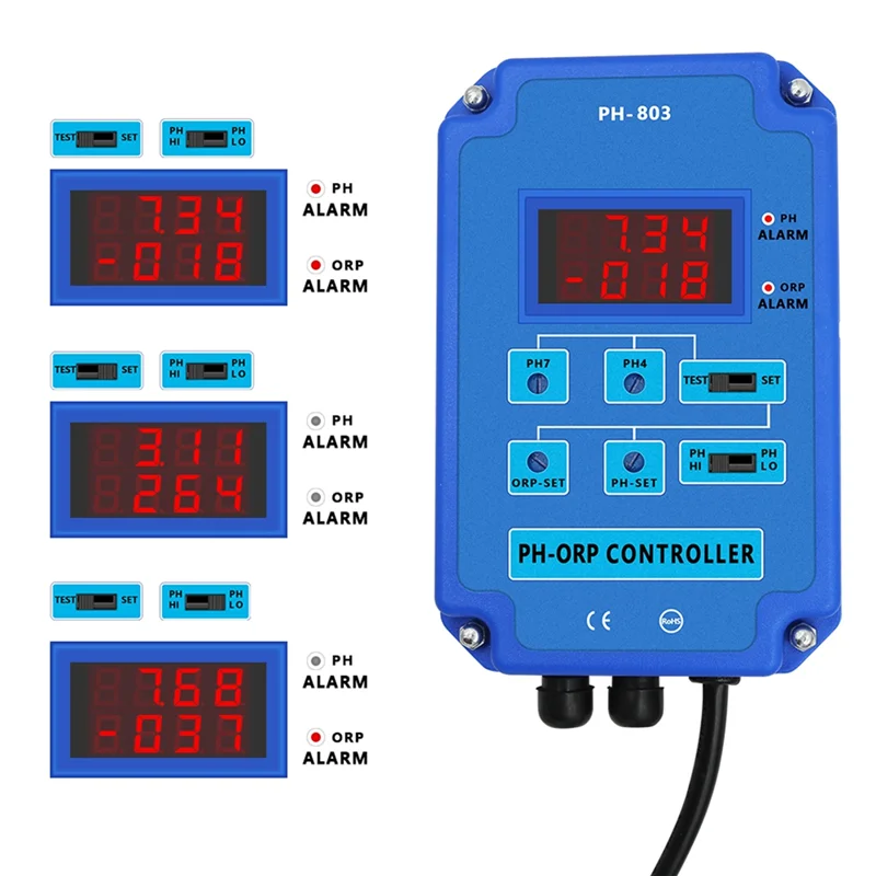 A61Z Deals Digital 2&1 PH ORP Monitor Redox Controller W/ Output Power Relay For Aquarium Hydroponics Plant Pool Spa