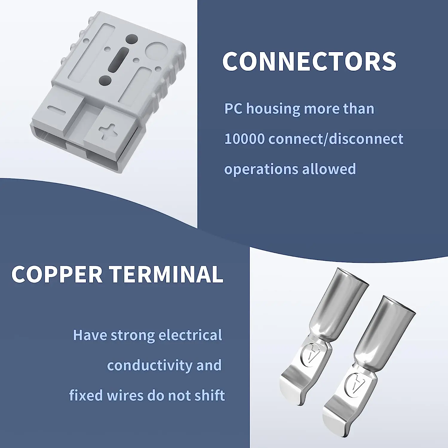 DaierTek 2PCS 50A Battery Quick Connect Disconnect Connector 6 to 12 Gauge Battery Cable Connector Quick Disconnect Battery