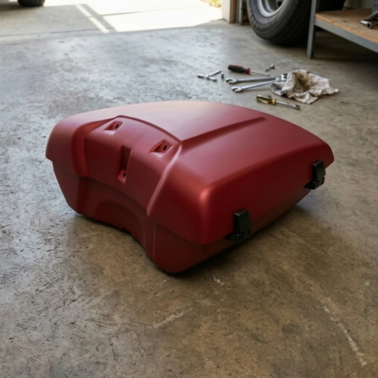 Motorcycle Rear Trunk with Backrest Cushioned Motorcycle Trunk with Backrest Luggage Lockable Glossy for Motorcyclists