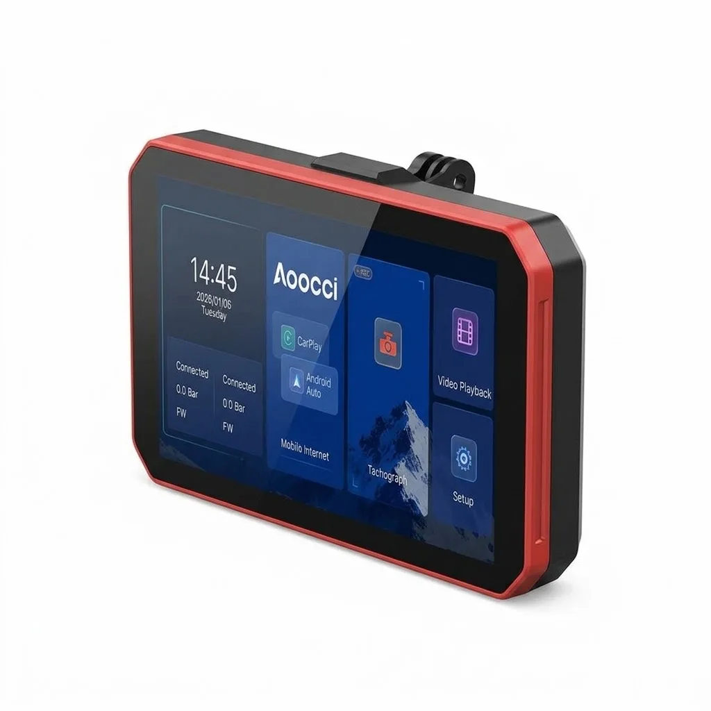 Aoocci C9 Pro Max 6 Inch Motorcycle Wireless CarPlay Display Built-in TPMS Dual 1080P Camera Android Auto Screen IP67 Waterproof