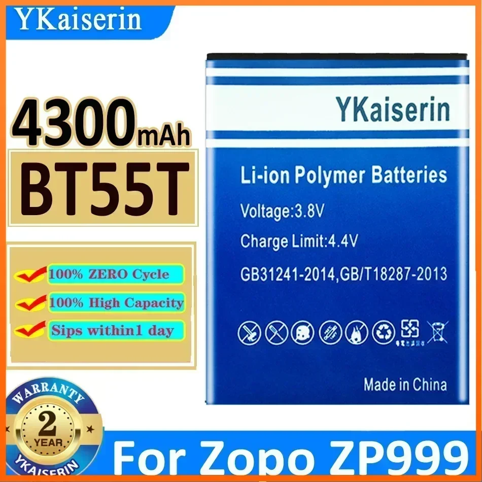 YKaiserin 배터리 및 트랙 코드, Zopo 999 998 ZP999 3X ZP3X Zp998 용 BT55T, 4300mAh