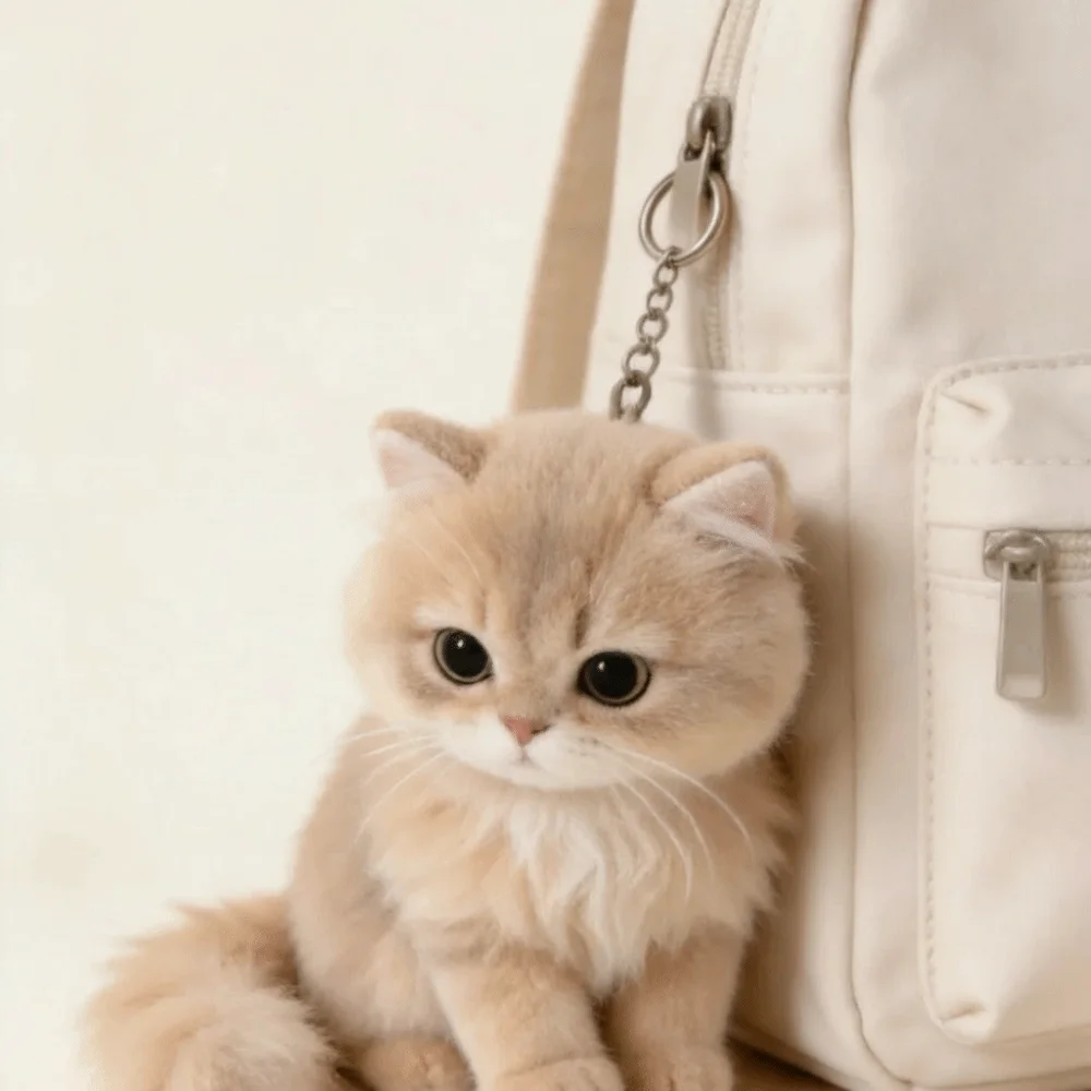 Cute Design Soft Cat Keychain Simulation Cat Cat PP Cotton Filling 15cm Cat Bag Pendant Birthday Gift