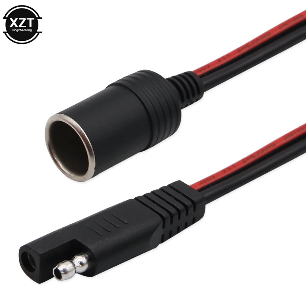 Soquete fêmea do isqueiro para sae com sae 2 pinos liberação rápida desconexão conector plug 14awg cabo de extensão 30cm