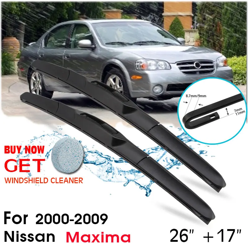 

Car Wiper Blade Front Window Windshield Rubber Silicon Refill Wipers For Nissan Maxima 2000-2009 LHD/RHD 26"+17" Car Accessories