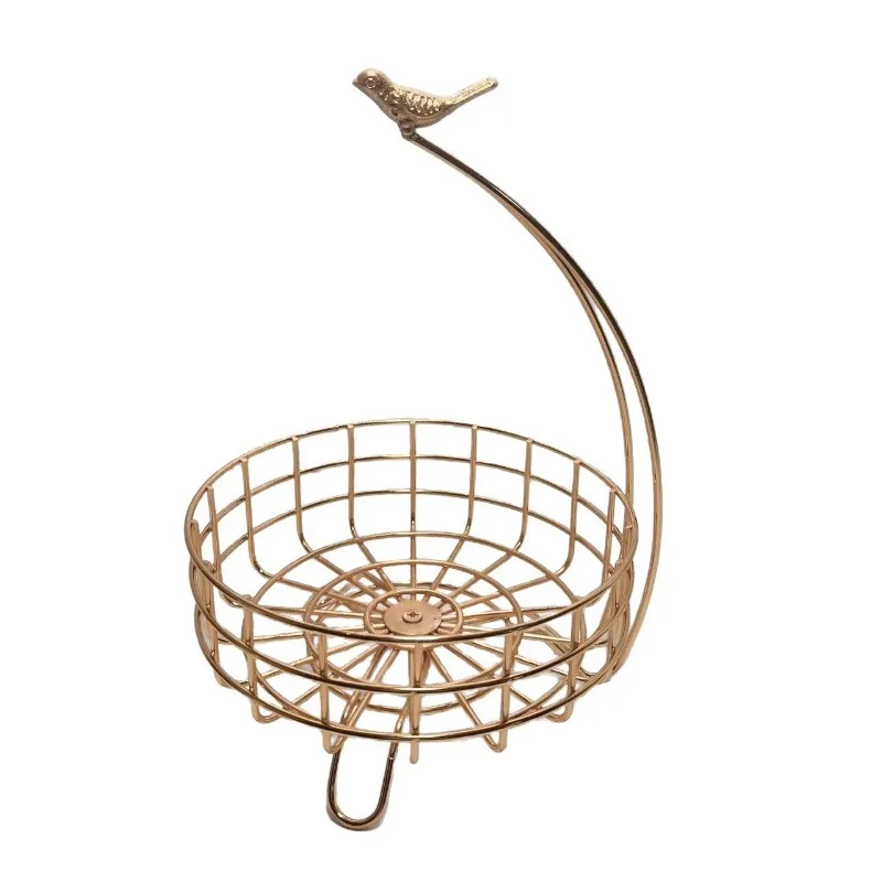 

Multi-layer drain fruit basket creative wrought iron sundries snack plate household hollow kitchen metal wire storage rack
