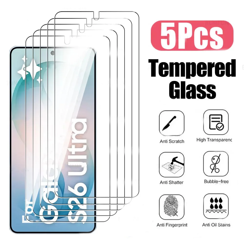 2-5PCS HD Tempered Glass For Samsung S26Ultra S26Puls S25 S24 S23 S21 S20 FE A73 A72 A57 A56 A55 A37 A36 A27 A26 A17 A16 A07 A06