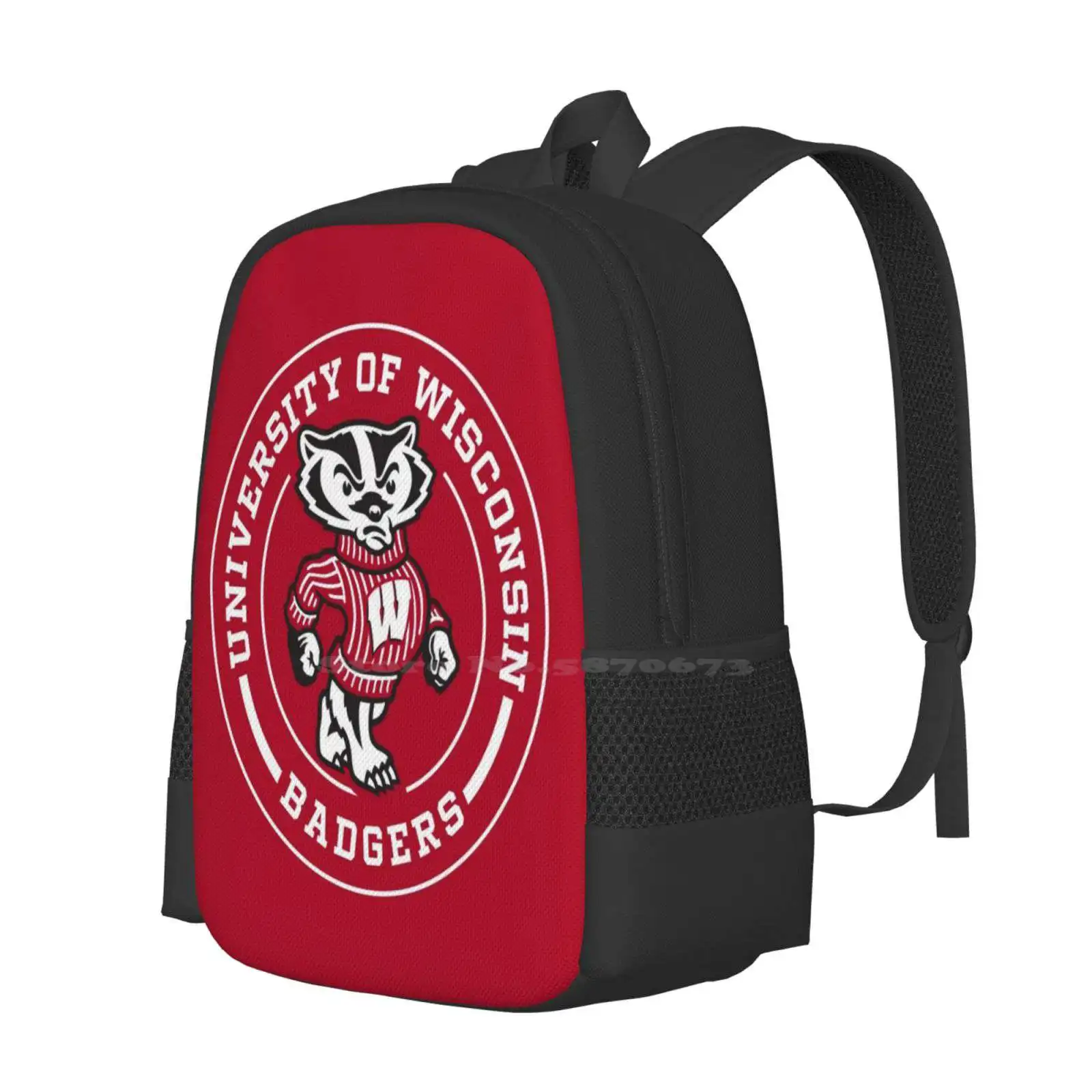 Uw-Madison Circle Fashion Pattern Design Travel Laptop School Backpack Bag Badgers University Of Wisconsin Madison College