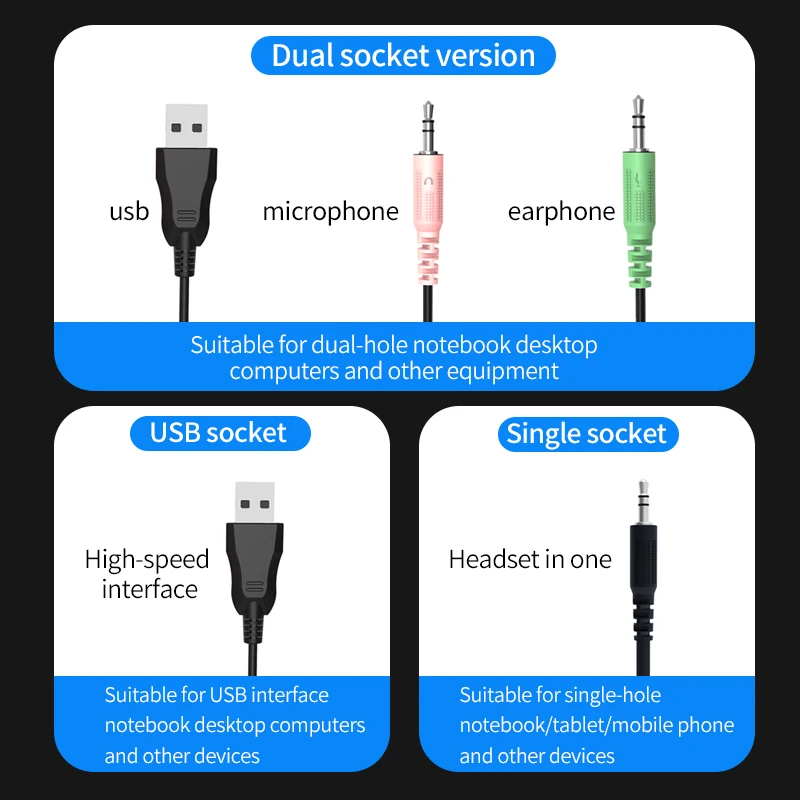 게이밍 헤드셋, USB 유선 스테레오 게이밍 헤드폰, 노트북, PS4, PS5, Xbox One용, LED 조명 포함, 블랙 화이트, 3.5mm