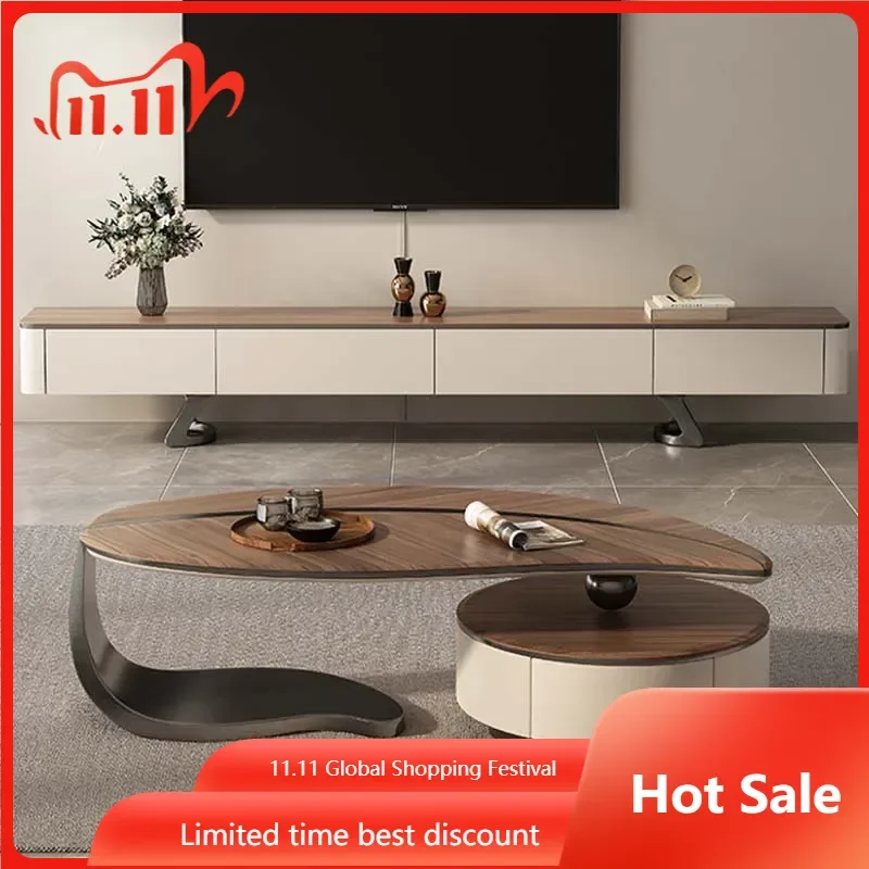 

Stainless Steel Metal Coffee Tables Design Storage Luxury Living Room Table Wood Modern Tavolino Da Salotto Furniture For Home