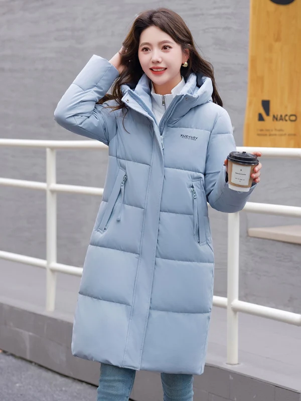 

Женское зимнее пальто средней длины с капюшоном, утепленное пухом, белое, приталенное, для повседневной носки