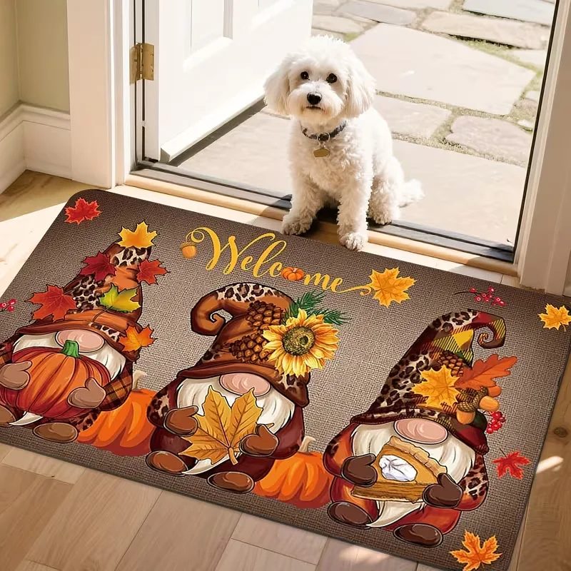 Autumn Maple Leaf Dwarf Rectangular Welcome Door Mat, Non-Slip and Door Mat Material Is Soft Comfortable and Easy To Clean Mat