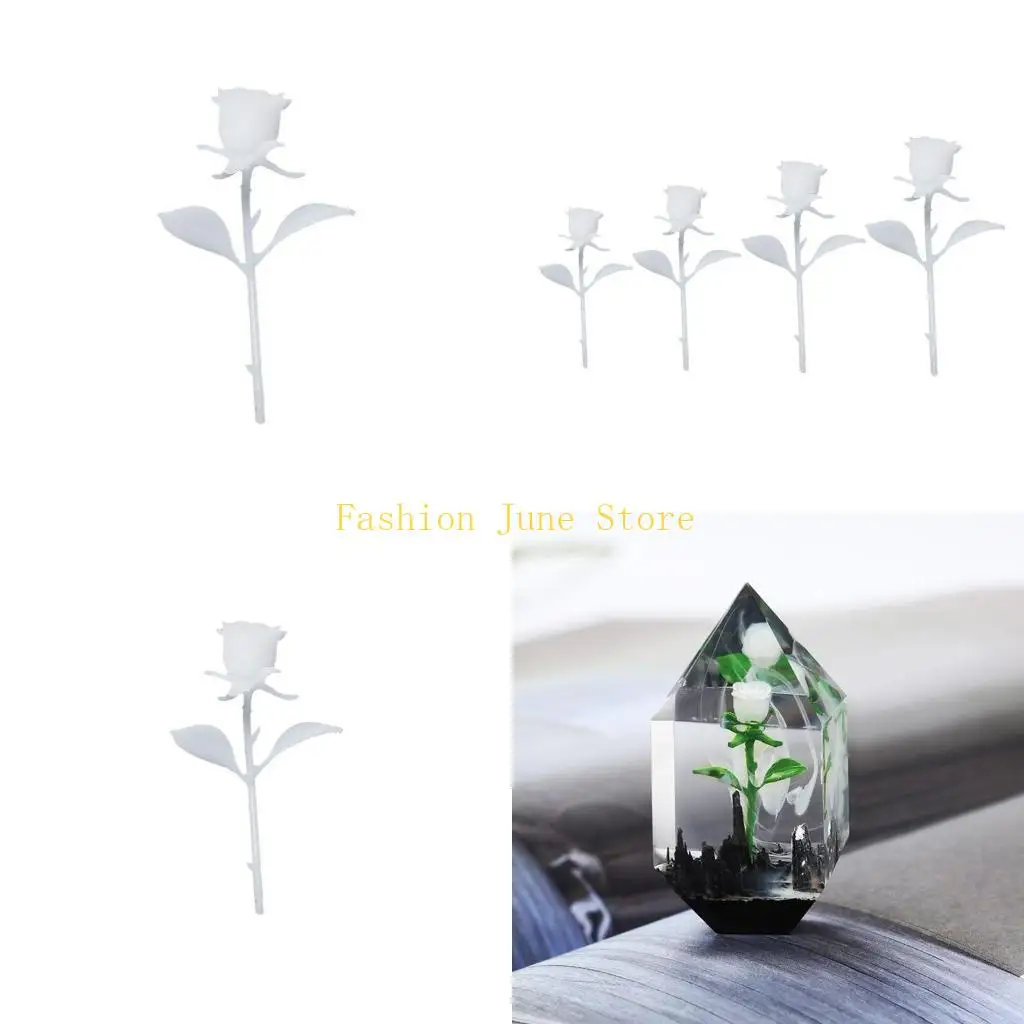 N5KA 1Pc/4Pcs 3D Mini Rose Flower Model for Jewelry Making Filling Supply DIY Craft