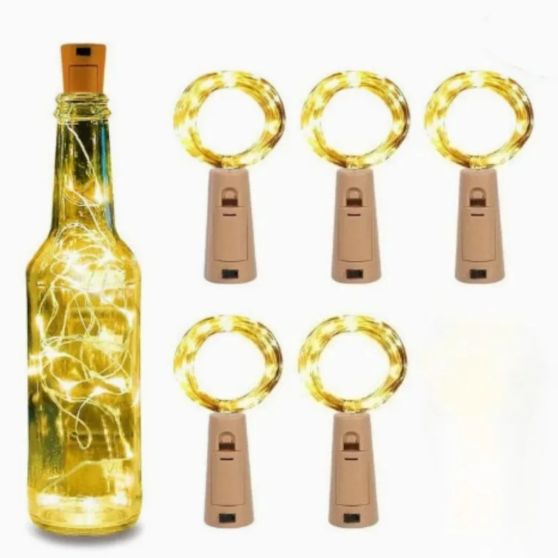 Bottle Lamp Fairy Lights, LED String Copper Wire, Wine Cork for Bar Christmas Garland 5 Pack Party Wedding Home Table Decor