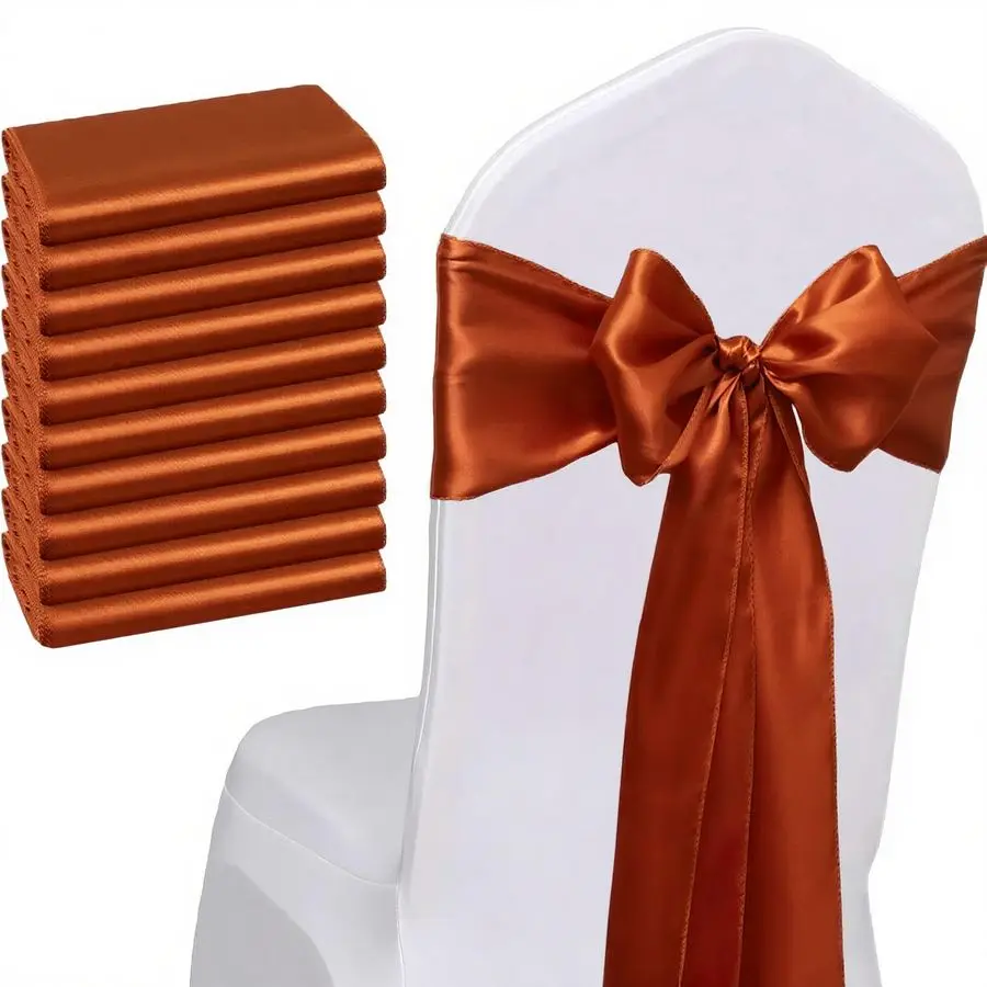 

of 50 Wedding Satin Chair Sashes Terracotta Bows 7x108inch Ribbon Fabric Bands for Banquet Party Hotel Restaurant Ceremony Even