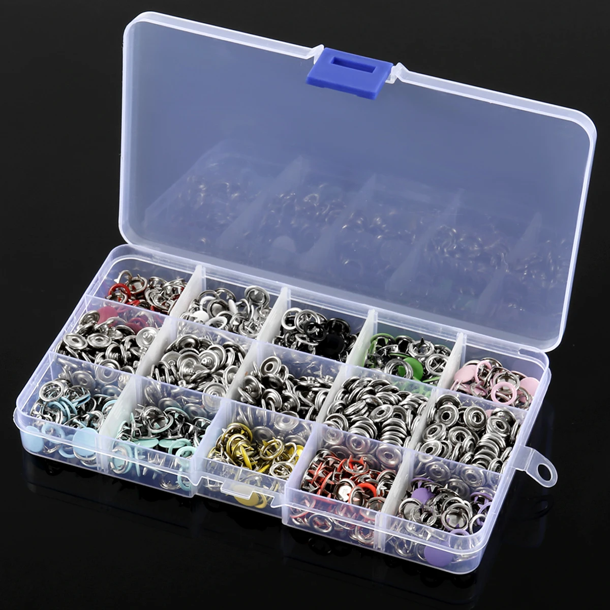 600Pc Snap Button Fastener kit 600 Sets 9.5mm Metal Snaps Buttons with Fastener Pliers Press Tool Kit, Five Claw Buckle Tool Set