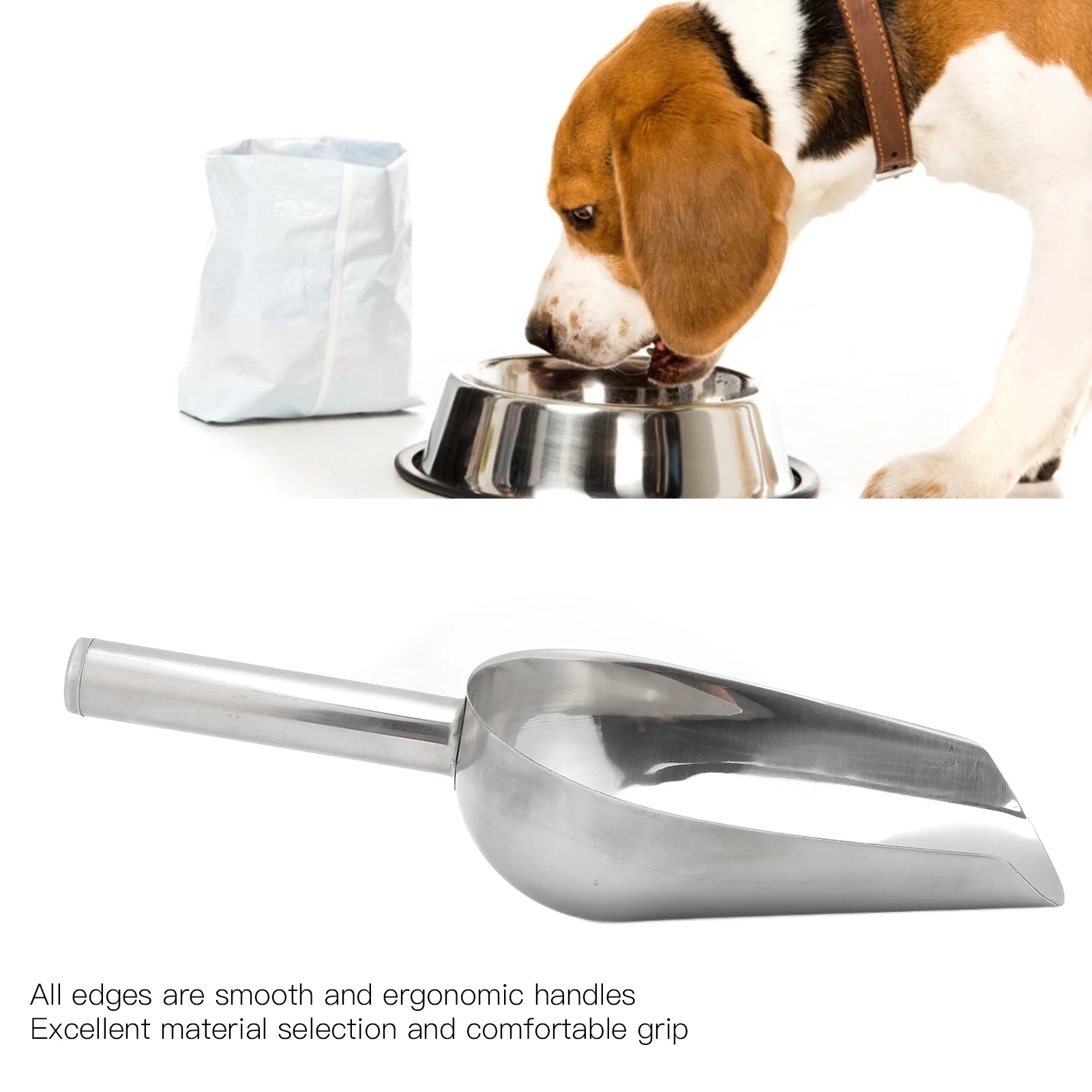 1PC Pet Dog Cat Feed Food Shovel Pet Cat Stainless Steel Kitchen Equipment Manual Portable Hand Scoop Multifunction