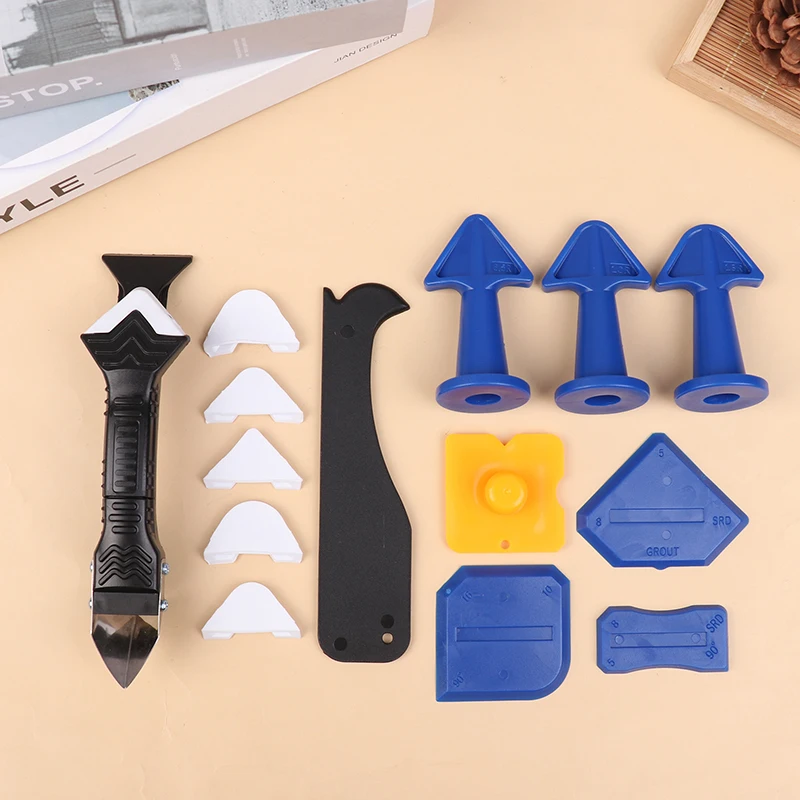 15PCS Caulk Nozzle Applicator Silicone Scraper Sealant Caulking Smooth Remover Tools Kit Floor Caulk Finisher Grout Accessoriess