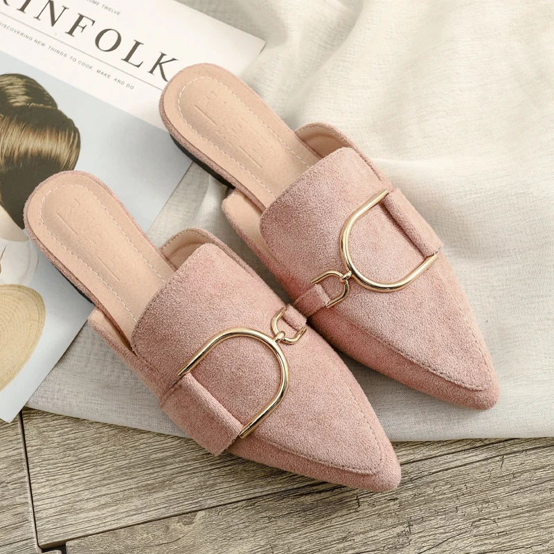 Comemore 2022 New Spring Summer Ladies Designer Shoes Woman Mules Slippers Sandals Pointed Flat Women Flip Flops Slipper Female