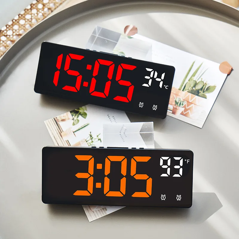 Creative Alarm Clock LED Digital Electronic Clock Backlight Nightlight Large Number Clock Temperature Calendar Home Decorations