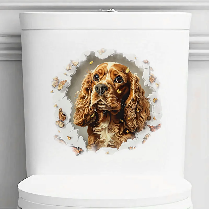 T2268# Cocker Spaniel Toilet Stickers Decoration for Living Room, Wall, Bedroom