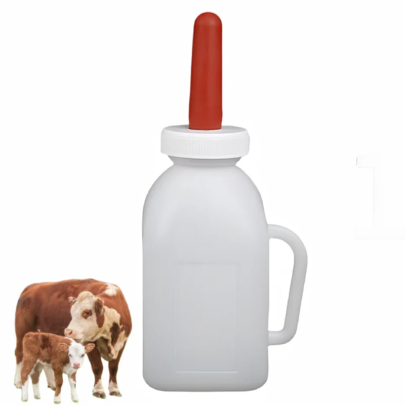 

1 L cow cattle milk feeding bottle animal milk bottle with handle red nipple calf milk bottle