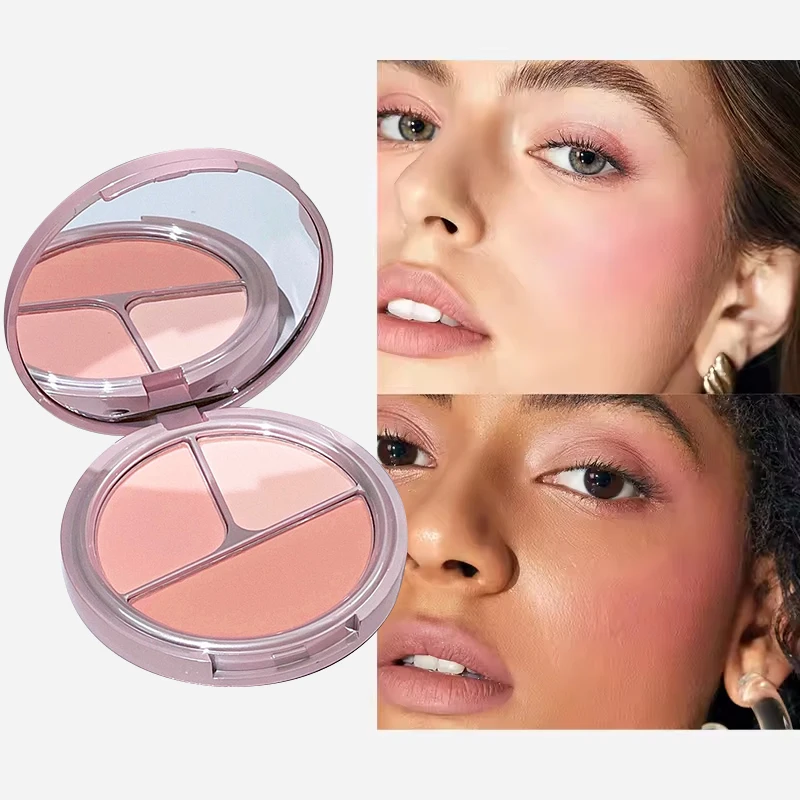 พาเลทแต่งหน้า 3-in-1, บลัชเนื้อแมทท์ธรรมชาติ กันน้ำ ไฮไลท์เตอร์ คอนทัวร์ แต่งหน้าโทนนู้ด สำหรับนักเรียน