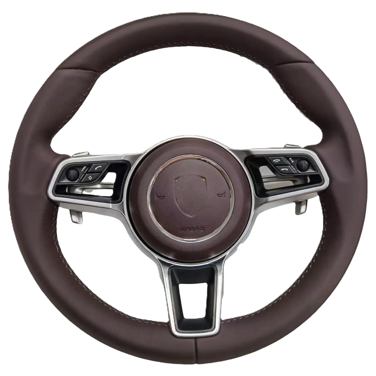 Custom Leather Steering Wheel Fit For Porsche Macan Taycan Cayman Panamera Cayenne 958 971 718 991 911 Boxster GT Turbo