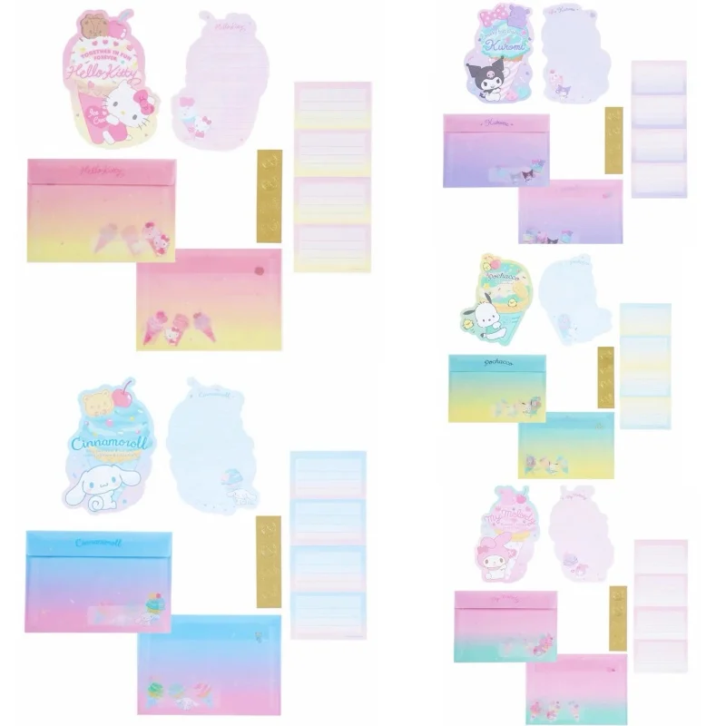 5 satz/los Sanrio Kuromi Pochacco Umschlag Set Kawaii Kitty Festival Nachricht Grußkarte Memo Pad Schulbedarf Kinder Geschenk