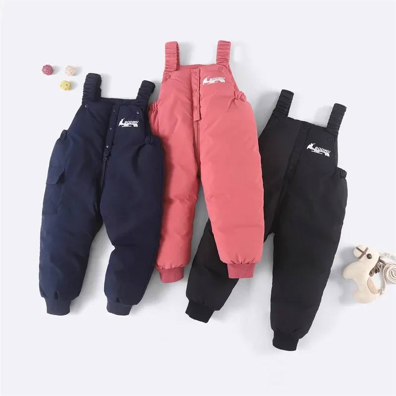 

Brand Children Pants for Girls Cotton Warm Winter Toddler Trousers Boys Down Pants Kids Clothing Jumpsuit Outwear Baby Overalls