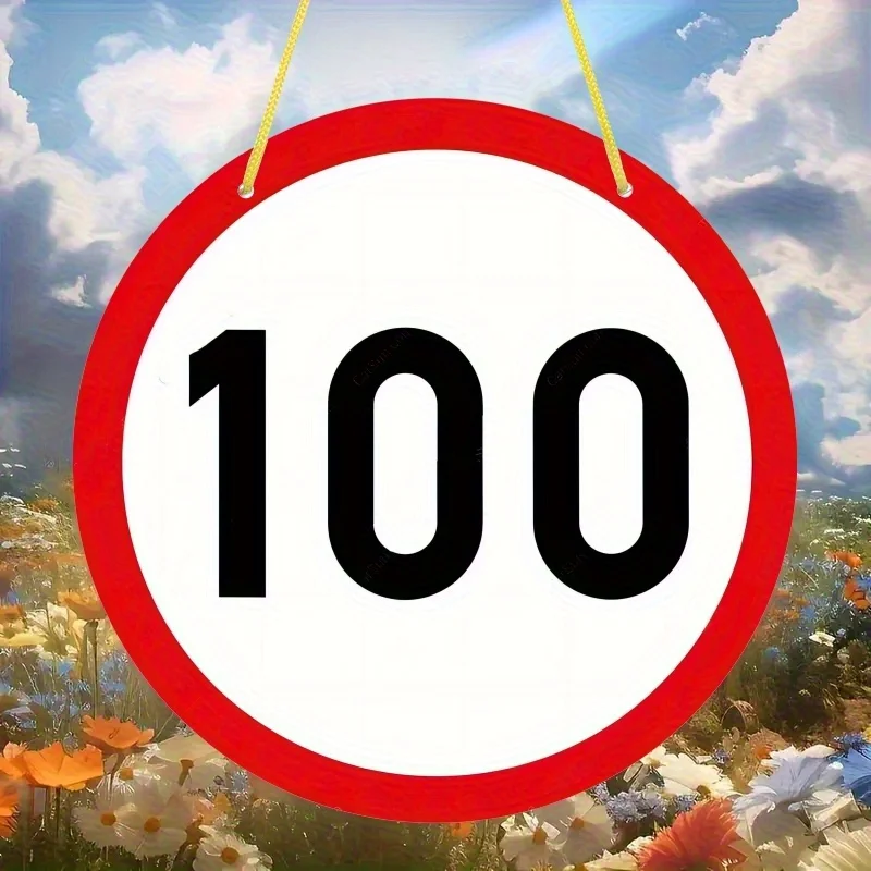 100 Speed Limit Sign - 7.8-Inch Round Wooden Hanging Decoration Board for Gates, Gardens, Cottages, Outdoors, Parking Lots, And