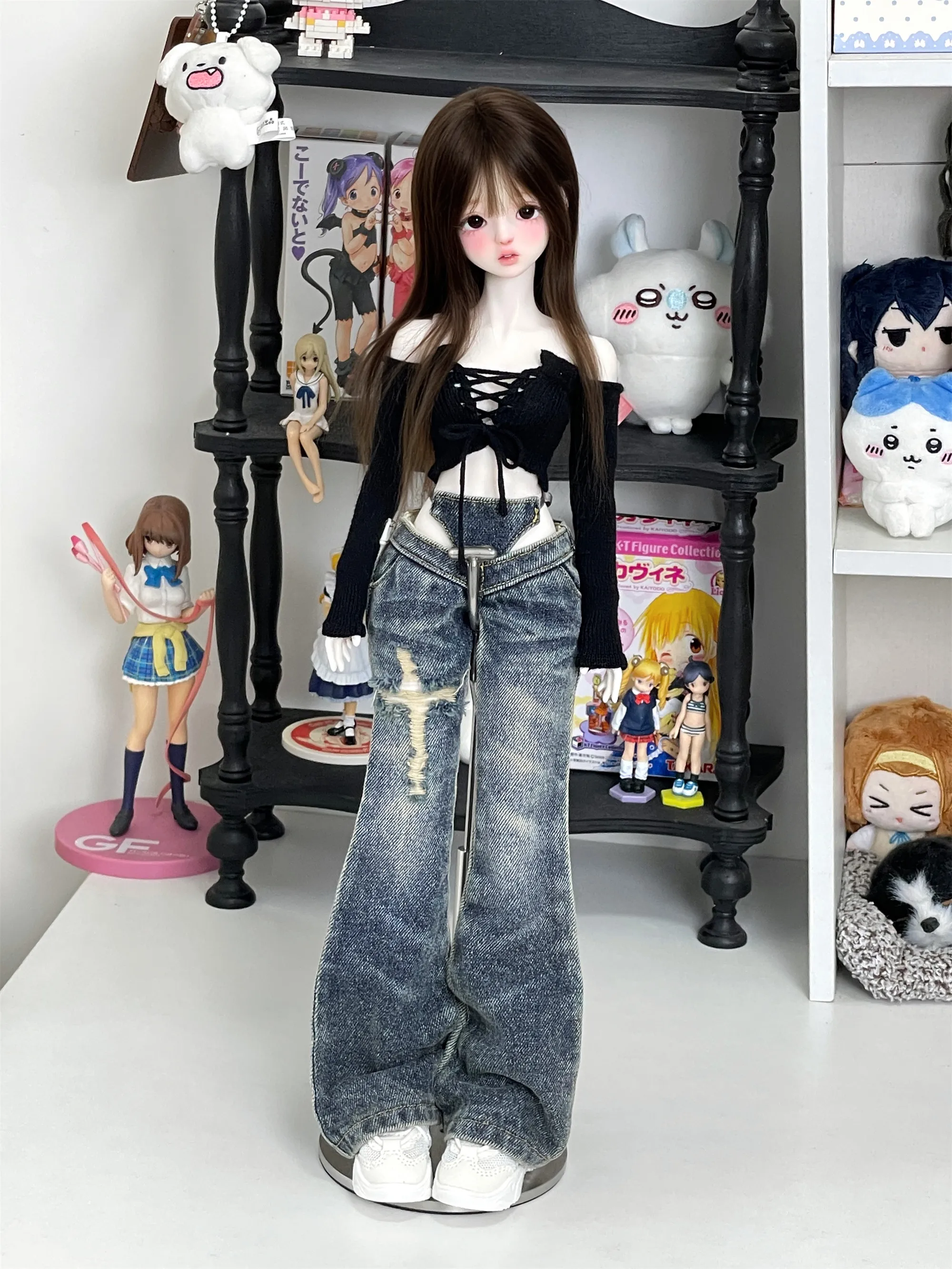BJD Puppe Jeans Kleidung Blau Mädchen Spielzeug Elegante 1/3 1/4 Boot-cut Hosen Denim Serie Retro Waschen Micro Breite bein Puppe Zubehör – Detail 39