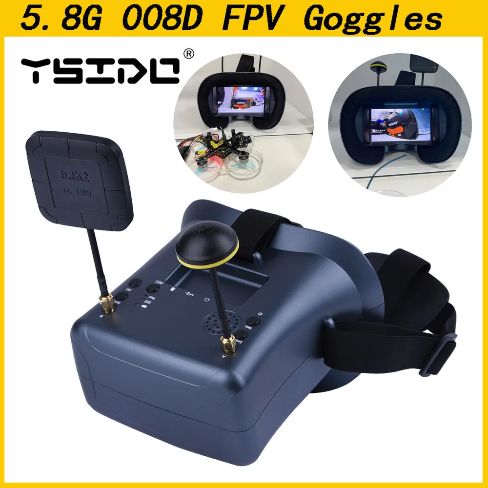 008D 5.8G 40CH 4.3 pollici 800*480 auricolare video HD DVR diversità occhiali FPV con batteria per EV800D RC modello RC FPV Drone