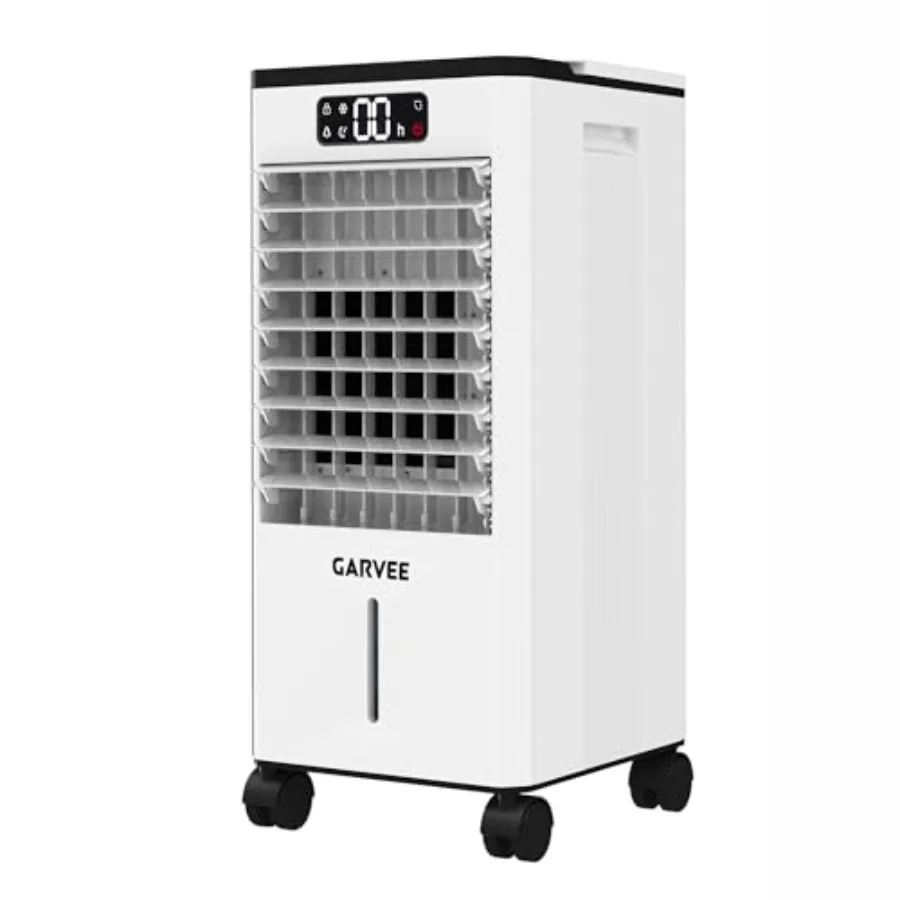 

Swamp Cooler for indoor outdoor use, plastic body, white, 1.85 GAL capacity with touch remote control, 3 modes, 3 speeds, 90+90