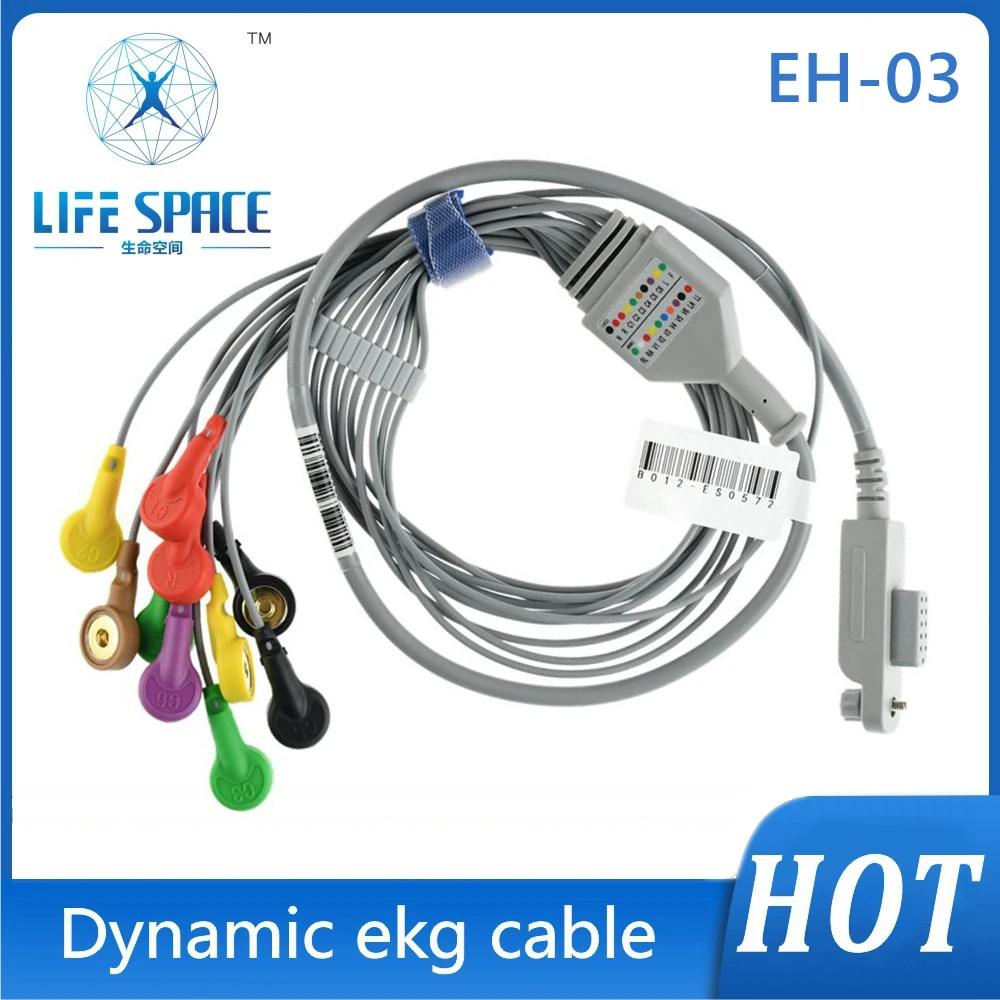 

Holter Cable ECG EKG Cable leads Jincomed square connector 10 Leads Channel ECG Holter Monitoring Recorder System only Cable