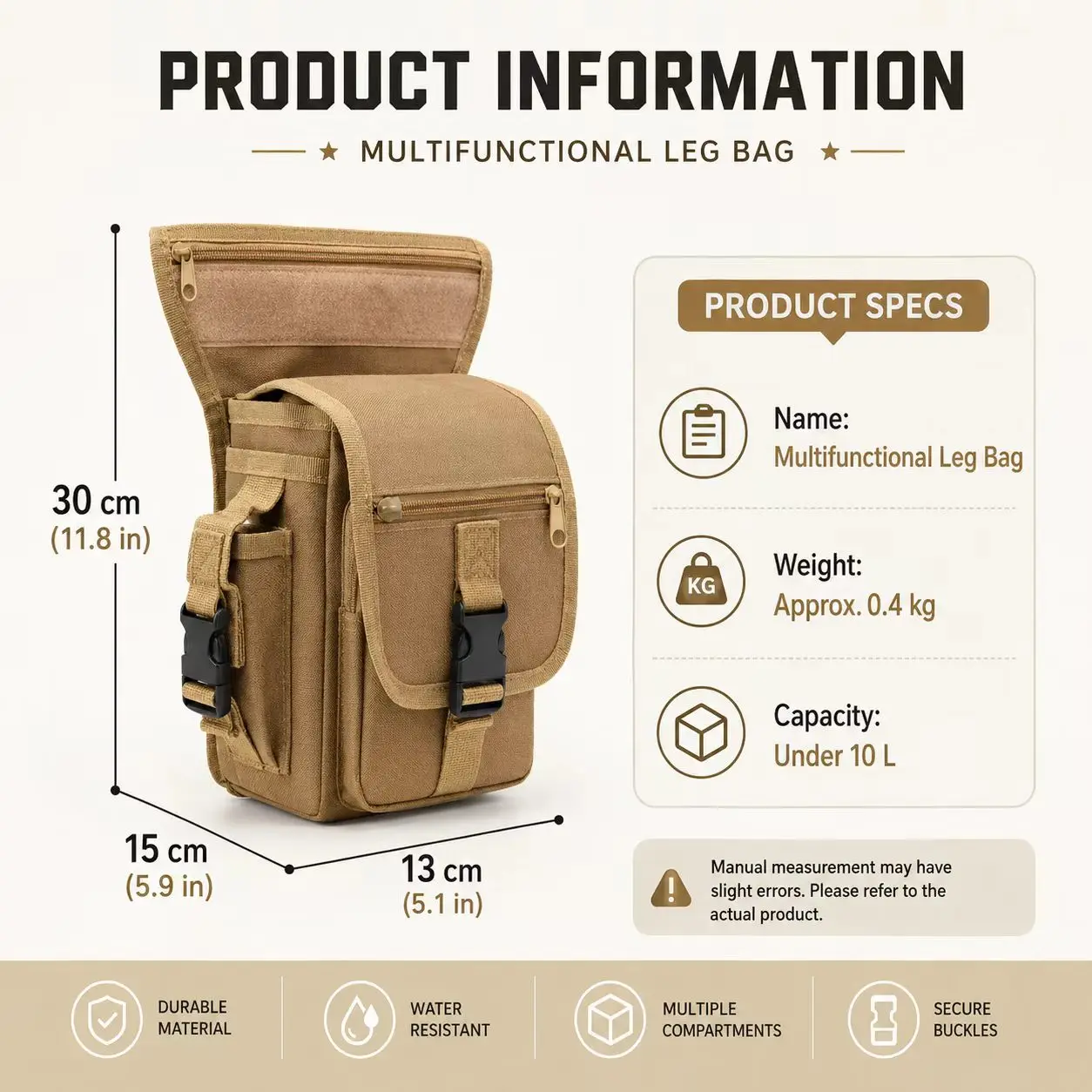 Cycling outdoor equipment bag, lure fishing leg bag, tactical storage, security, exploration and rescue waist bag, multi-layer