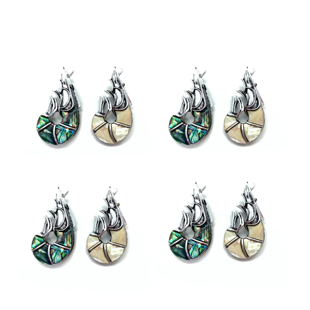 

Exquisite Natural Abalone Shell Brooches Carved Shrimp Shapemother of Pearl Charms Accessory 1 Pc DIY Making Necklace Jewelry