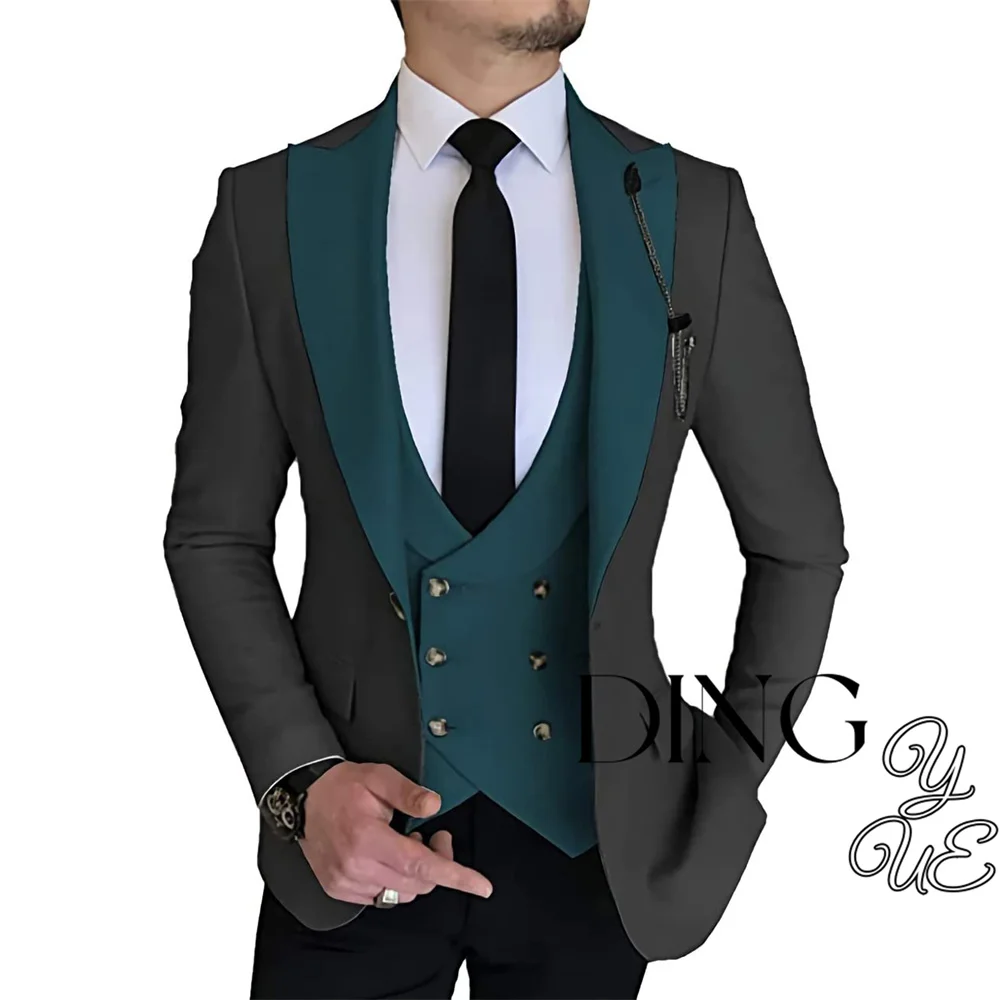 Mens 3 Piece Suits Slim Fit Solid Colour Blazer Vest Pants Wedding Prom Suit Tuxedo Custom Business Casual Formal Prom Suit Set