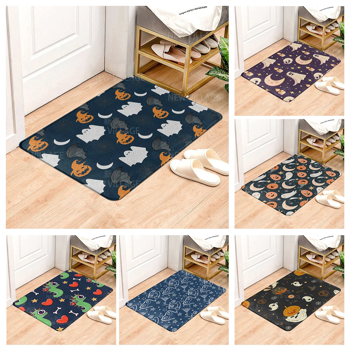 House entrance carpet Home door mat Living Room Bath Foot bathroom non-slip water absorption rugs bath Halloween Autumn Pumpkin