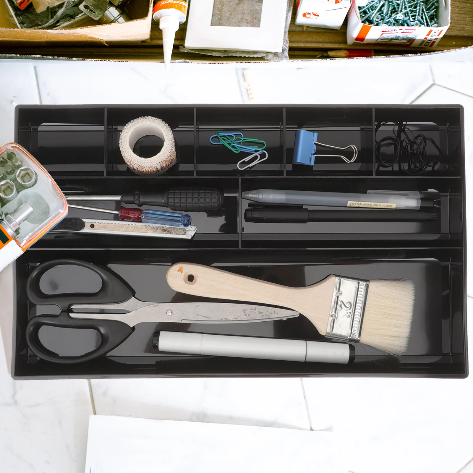 

Plastic Drawer Partition Box Organizer Bins for Desk under Desktop Accessories Storage with Drawers Office