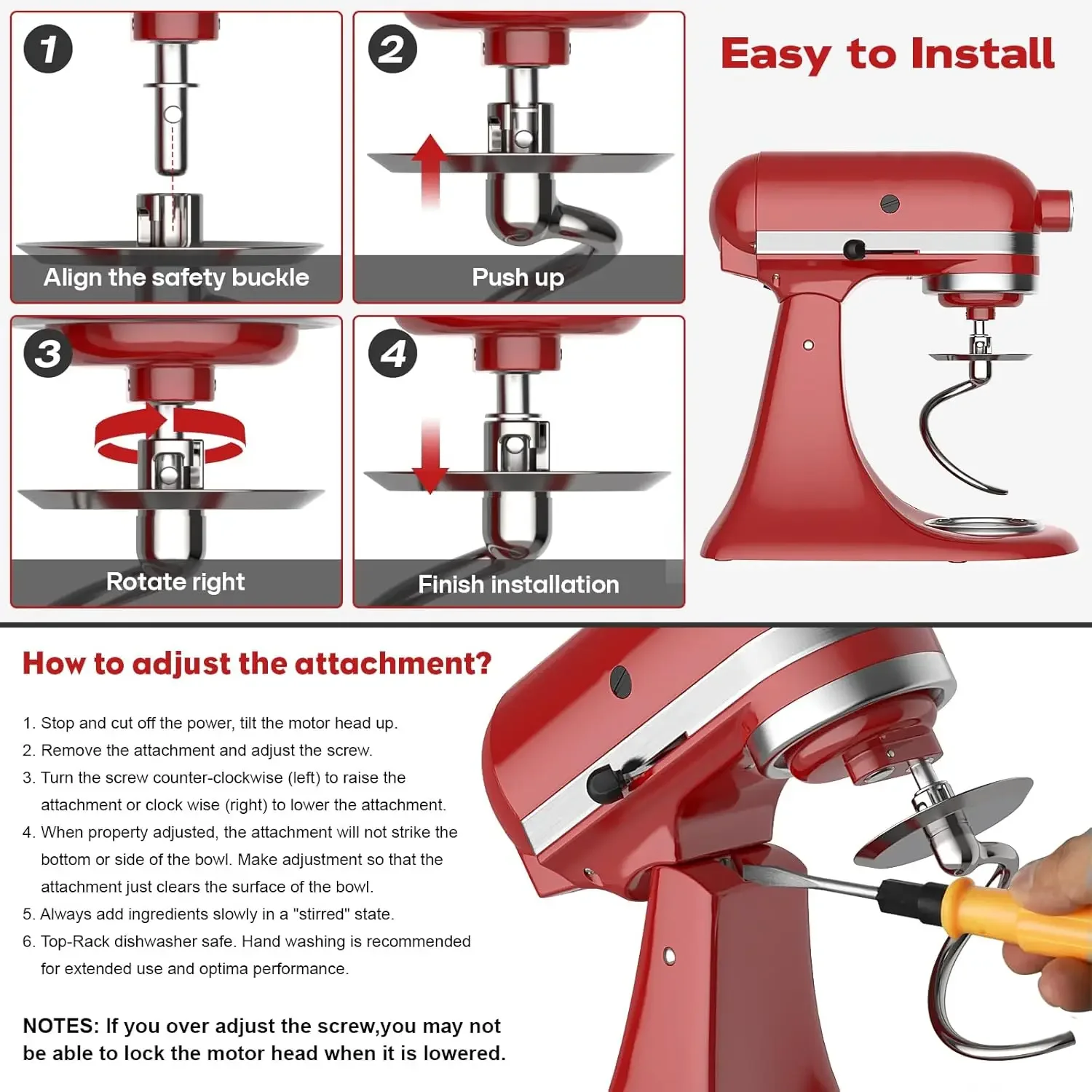 Dishwasher Safe,Spiral Dough Hook for Kitchenaid Stand Mixer, 4.5 Qt - 5 Qt Tilt-Head Attachments for Kitchenaid Dough Hook
