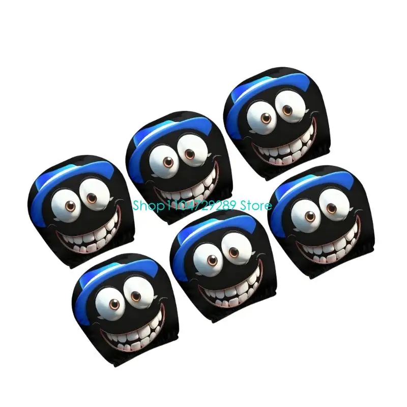 D8KE Upgrades Eye Catching Cartoon Themed Car Headrest Covers Playful Design Enhanced Durability Universal All Vehicles