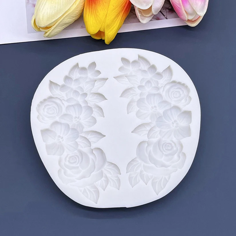 زهرة الورد سيليكون قالب السكر كرافت أدوات الراتنج الشوكولاته كب كيك الخبز فندان أدوات تزيين الكعكة #3