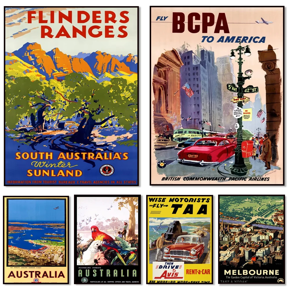 

Australia Sports Holidays Ski Vintage Travel Poster