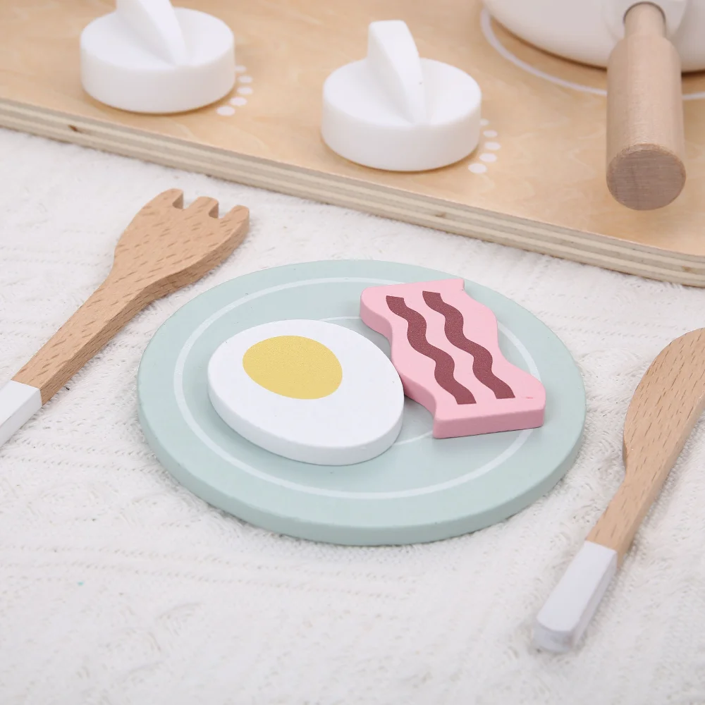 Juguetes de cocina para niños, ollas y utensilios de madera, utensilios de cocina para bebés pequeños y botellas de condimentos para cumpleaños