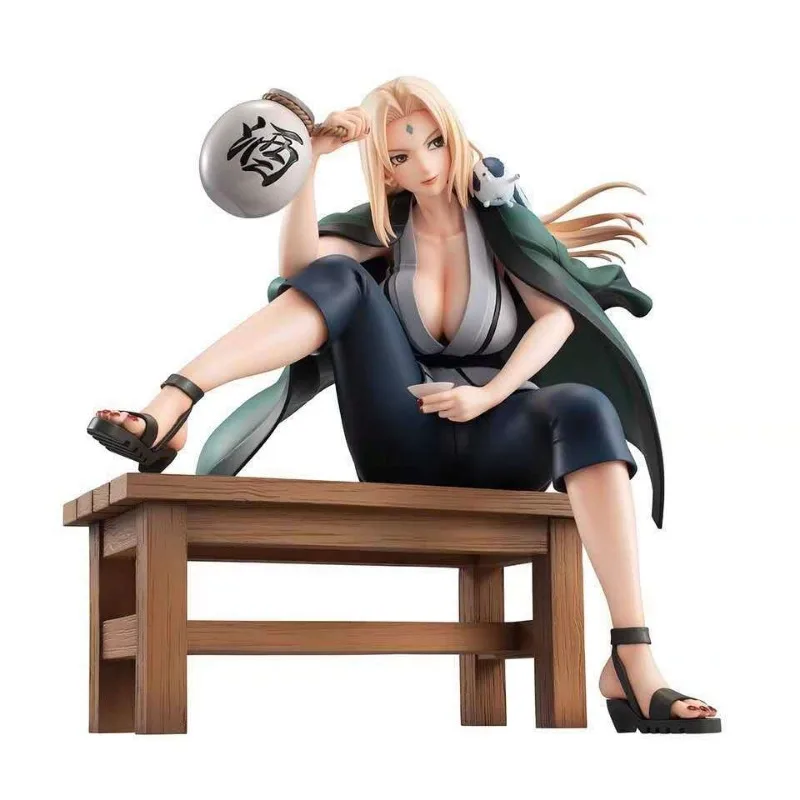 

17cm Anime Peripheral NARUTO GEM Drinking Alcohol Tsunade Statue Sitting Position PVC Action Figure Collectible Model Toy Boxed