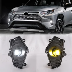 For Toyota RAV4 2019 2020 2021 Car Front Fog Lamp Hglogen Yellow White Lens Daytime Running Light Waterproof With Wires Switch