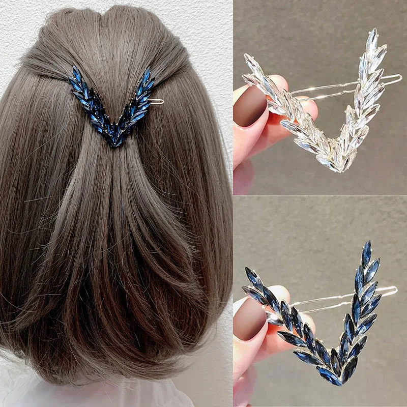 

Luxury Shining Crystal Hair Clip For Women Korean V Shape Buckle Hairpins Girls Hair Accessories Headwear Fashion Ornaments Gift