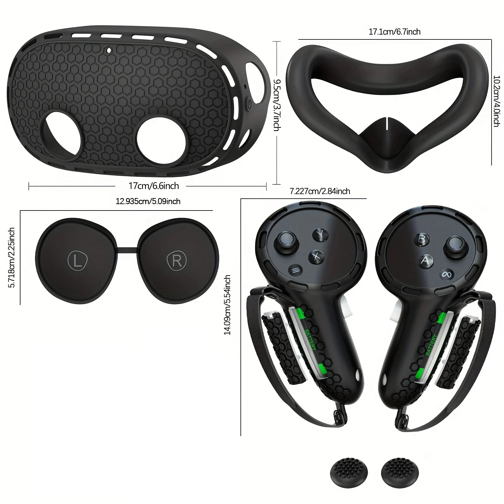 مجموعة حافظة حماية من السيليكون VR 6 في 1 لـ Meta Oculus Quest 3S، غطاء الوجه، قبضة التحكم، غطاء الصدفة، غطاء العدسة، الروك ca