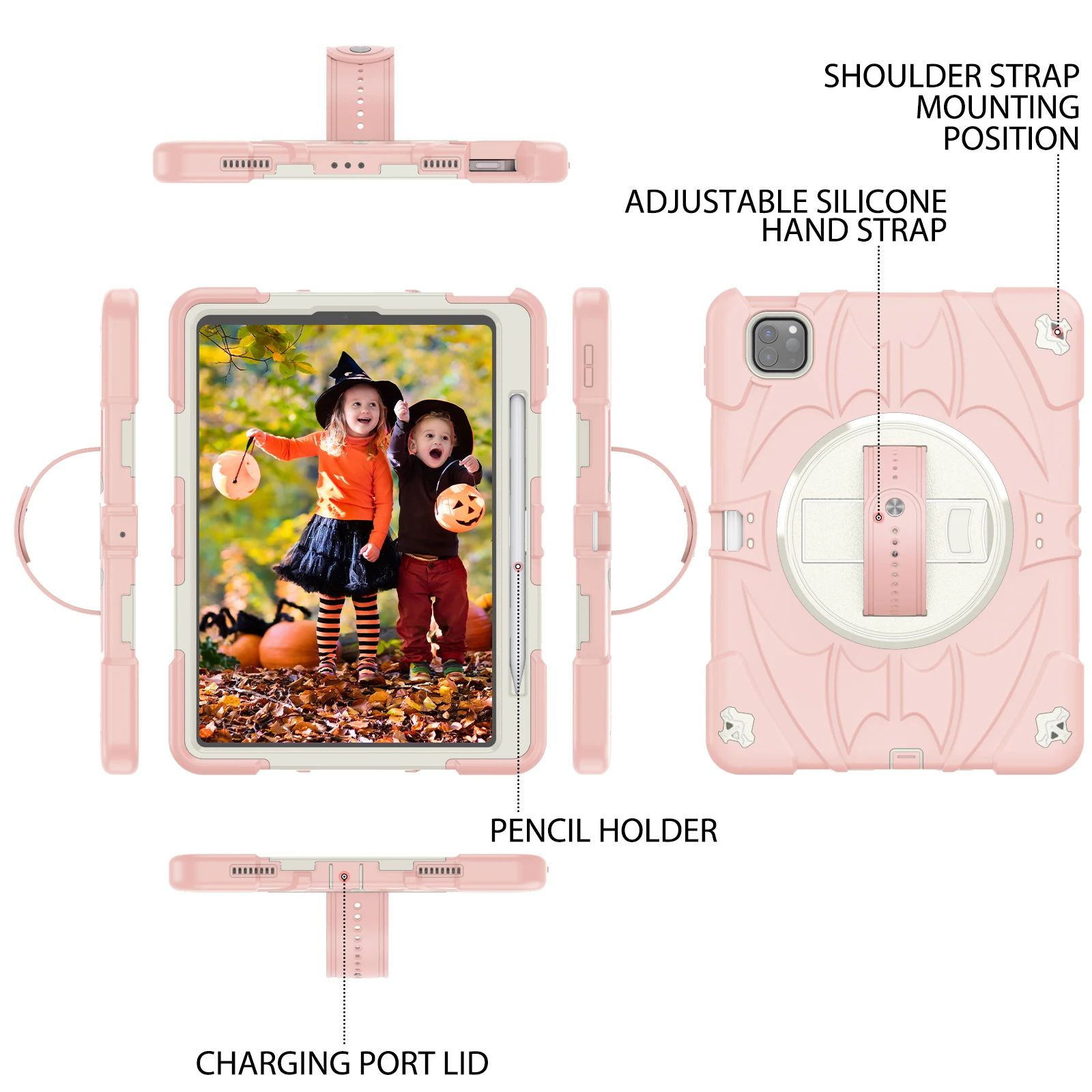 For funda iPad 10th 2022 Air 11 ipad Pro 11 mini 6 Tablet Cover for Air 6 Stand Kids Shockproof 360 Rotation Braket Handstrap