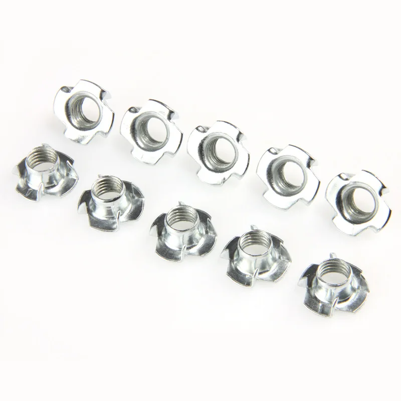 20/50 Uds M3 M4 M5 M6 M8 M10 M12 tuerca de cuatro garras chapada en Zinc tuerca en T tuerca en T ciega herrajes para muebles